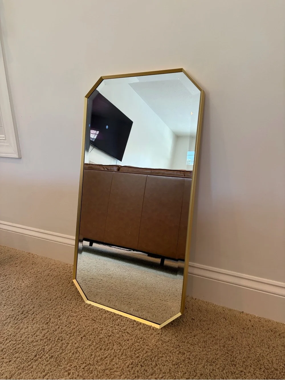30in x 16in Gold Framed Octagon Edge Wall Mirror (THREE AVAILABLE)